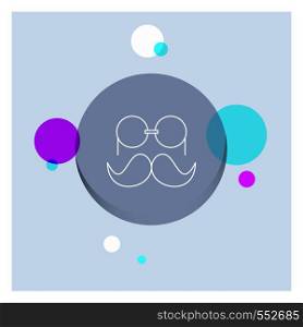 moustache, Hipster, movember, glasses, men White Line Icon colorful Circle Background. Vector EPS10 Abstract Template background