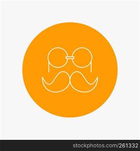 moustache, Hipster, movember, glasses, men White Line Icon in Circle background. vector icon illustration