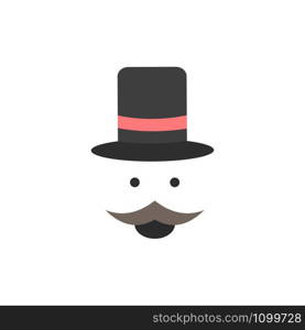 moustache, Hipster, movember, hat, men Flat Color Icon Vector