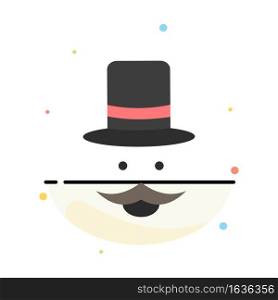 moustache, Hipster, movember, hat, men Flat Color Icon Vector