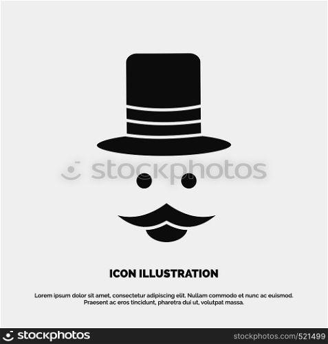 moustache, Hipster, movember, hat, men Icon. glyph vector gray symbol for UI and UX, website or mobile application. Vector EPS10 Abstract Template background