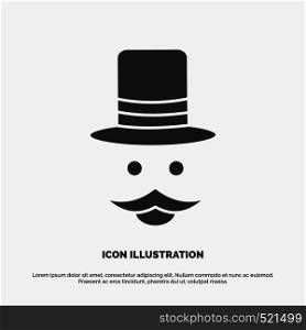 moustache, Hipster, movember, hat, men Icon. glyph vector gray symbol for UI and UX, website or mobile application. Vector EPS10 Abstract Template background