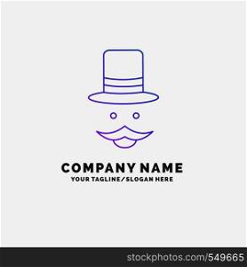 moustache, Hipster, movember, hat, men Purple Business Logo Template. Place for Tagline. Vector EPS10 Abstract Template background