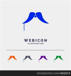 moustache, Hipster, movember, male, men 5 Color Glyph Web Icon Template isolated on white. Vector illustration. Vector EPS10 Abstract Template background