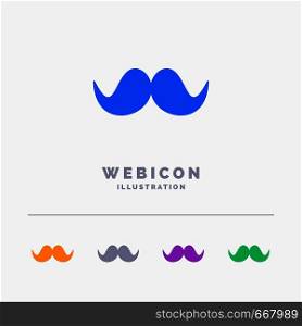moustache, Hipster, movember, male, men 5 Color Glyph Web Icon Template isolated on white. Vector illustration. Vector EPS10 Abstract Template background