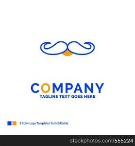 moustache, Hipster, movember, male, men Blue Yellow Business Logo template. Creative Design Template Place for Tagline.