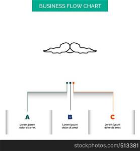 moustache, Hipster, movember, male, men Business Flow Chart Design with 3 Steps. Line Icon For Presentation Background Template Place for text. Vector EPS10 Abstract Template background