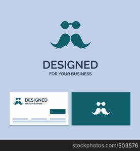 moustache, Hipster, movember, male, men Business Logo Glyph Icon Symbol for your business. Turquoise Business Cards with Brand logo template.. Vector EPS10 Abstract Template background