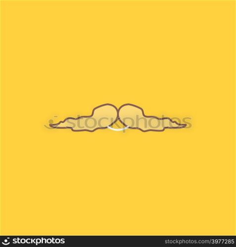 moustache, Hipster, movember, male, men Flat Line Filled Icon. Beautiful Logo button over yellow background for UI and UX, website or mobile application