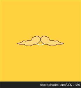moustache, Hipster, movember, male, men Flat Line Filled Icon. Beautiful Logo button over yellow background for UI and UX, website or mobile application