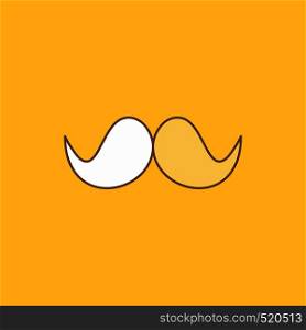 moustache, Hipster, movember, male, men Flat Line Filled Icon. Beautiful Logo button over yellow background for UI and UX, website or mobile application. Vector EPS10 Abstract Template background