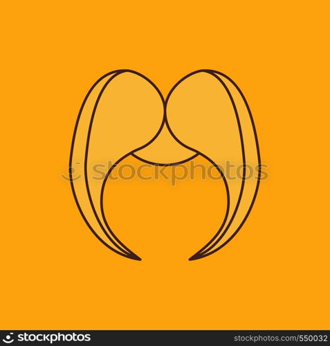 moustache, Hipster, movember, male, men Flat Line Filled Icon. Beautiful Logo button over yellow background for UI and UX, website or mobile application. Vector EPS10 Abstract Template background