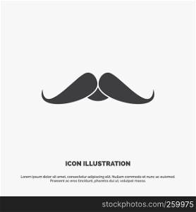 moustache, Hipster, movember, male, men Icon. glyph vector gray symbol for UI and UX, website or mobile application