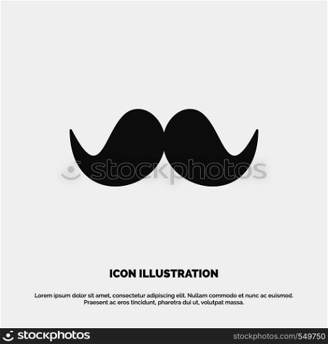 moustache, Hipster, movember, male, men Icon. glyph vector gray symbol for UI and UX, website or mobile application. Vector EPS10 Abstract Template background