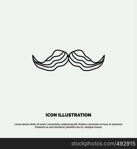 moustache, Hipster, movember, male, men Icon. Line vector gray symbol for UI and UX, website or mobile application. Vector EPS10 Abstract Template background