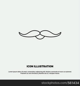 moustache, Hipster, movember, male, men Icon. Line vector gray symbol for UI and UX, website or mobile application. Vector EPS10 Abstract Template background