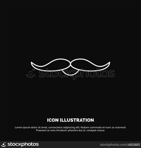 moustache, Hipster, movember, male, men Icon. Line vector symbol for UI and UX, website or mobile application. Vector EPS10 Abstract Template background