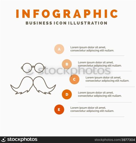 moustache, Hipster, movember, male, men Infographics Template for Website and Presentation. Line Gray icon with Orange infographic style vector illustration