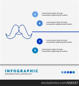moustache, Hipster, movember, male, men Infographics Template for Website and Presentation. Line Blue icon infographic style vector illustration. Vector EPS10 Abstract Template background