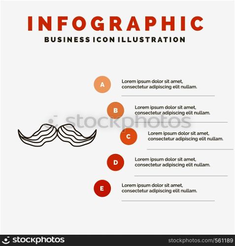 moustache, Hipster, movember, male, men Infographics Template for Website and Presentation. Line Gray icon with Orange infographic style vector illustration. Vector EPS10 Abstract Template background
