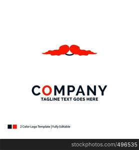 moustache, Hipster, movember, male, men Logo Design. Blue and Orange Brand Name Design. Place for Tagline. Business Logo template.