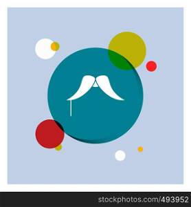 moustache, Hipster, movember, male, men White Glyph Icon colorful Circle Background. Vector EPS10 Abstract Template background