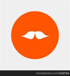 moustache, Hipster, movember, male, men White Glyph Icon in Circle. Vector Button illustration. Vector EPS10 Abstract Template background
