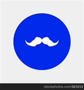moustache, Hipster, movember, male, men White Glyph Icon in Circle. Vector Button illustration. Vector EPS10 Abstract Template background