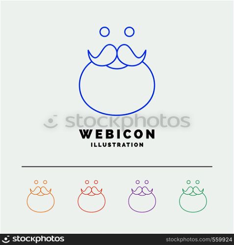 moustache, Hipster, movember, santa, Beared 5 Color Line Web Icon Template isolated on white. Vector illustration. Vector EPS10 Abstract Template background