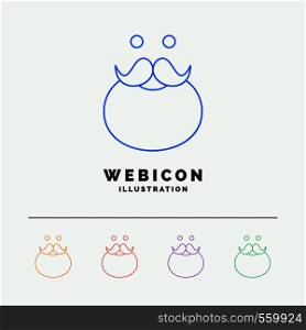 moustache, Hipster, movember, santa, Beared 5 Color Line Web Icon Template isolated on white. Vector illustration. Vector EPS10 Abstract Template background