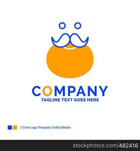 moustache, Hipster, movember, santa, Beared Blue Yellow Business Logo template. Creative Design Template Place for Tagline.