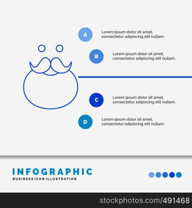 moustache, Hipster, movember, santa, Beared Infographics Template for Website and Presentation. Line Blue icon infographic style vector illustration. Vector EPS10 Abstract Template background