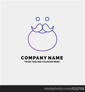 moustache, Hipster, movember, santa, Beared Purple Business Logo Template. Place for Tagline. Vector EPS10 Abstract Template background