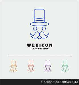 moustache, Hipster, movember, santa Clause, Hat 5 Color Line Web Icon Template isolated on white. Vector illustration. Vector EPS10 Abstract Template background