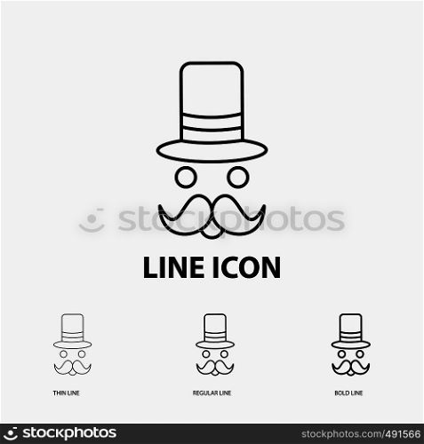 moustache, Hipster, movember, santa Clause, Hat Icon in Thin, Regular and Bold Line Style. Vector illustration. Vector EPS10 Abstract Template background