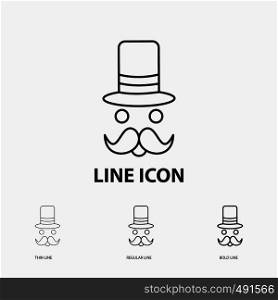 moustache, Hipster, movember, santa Clause, Hat Icon in Thin, Regular and Bold Line Style. Vector illustration. Vector EPS10 Abstract Template background