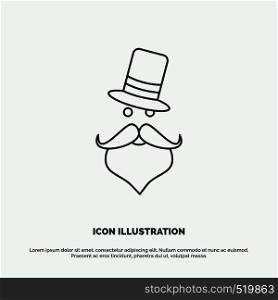 moustache, Hipster, movember, Santa Clause, Hat Icon. Line vector gray symbol for UI and UX, website or mobile application. Vector EPS10 Abstract Template background