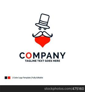moustache, Hipster, movember, Santa Clause, Hat Logo Design. Blue and Orange Brand Name Design. Place for Tagline. Business Logo template.