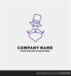 moustache, Hipster, movember, Santa Clause, Hat Purple Business Logo Template. Place for Tagline. Vector EPS10 Abstract Template background