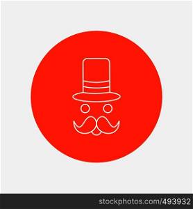 moustache, Hipster, movember, santa Clause, Hat White Line Icon in Circle background. vector icon illustration. Vector EPS10 Abstract Template background