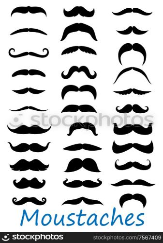 Moustache icons set isolated on white background. Suitable for barbery and retro design