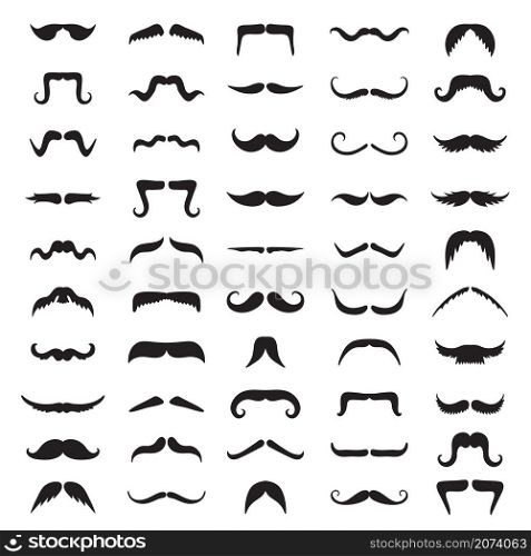 Moustache silhouettes. Barber shop pictures collection shaved gentlemen recent vector templates. Moustache facial silhouette, disguise mask to face illustration. Moustache silhouettes. Barber shop pictures collection shaved gentlemen recent vector templates