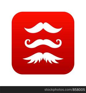 Moustaches icon digital red for any design isolated on white vector illustration. Moustaches icon digital red