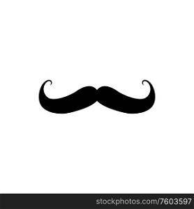 Moustaches isolated male facial hair icon. Vector movember no shaving day symbol, black mustaches. Black retro mustaches or moustaches isolated