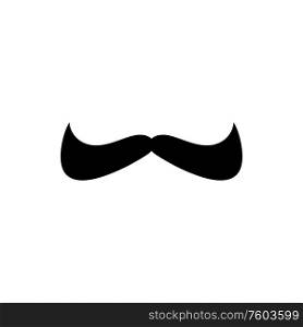 Moustaches isolated male facial hair icon. Vector movember no shaving day symbol, black mustaches. Black retro mustaches or moustaches isolated