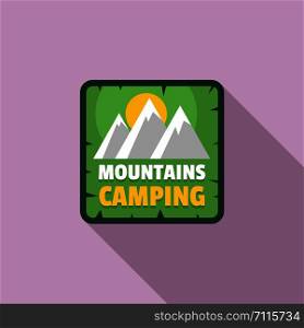 Moutains camping logo. Flat illustration of moutains camping vector logo for web design. Moutains camping logo, flat style