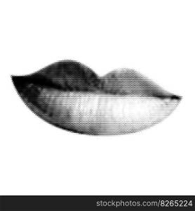 Mouth collage. Design lips in trendy dotted pop art style. Retro halftone effect. Vector illustration with vintage grunge punk cutout element. Mouth collage. Design lips in trendy dotted pop art style. Retro halftone effect. Vector illustration with vintage grunge punk cutout element.