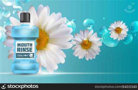 Mouth Rinse Design Cosmetics Product Template for Ads or Magazine Background. 3D Realistic Vector Iillustration. EPS10. Mouth Rinse Design Cosmetics Product Template for Ads or Magazi