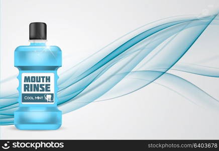 Mouth Rinse Design Cosmetics Product Template for Ads or Magazine Background. 3D Realistic Vector Iillustration. EPS10. Mouth Rinse Design Cosmetics Product Template for Ads or Magazi