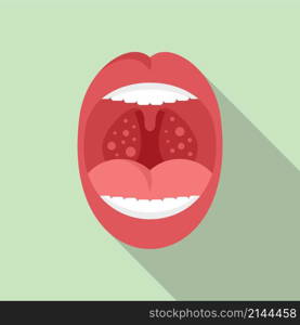 Mouth tonsillitis icon flat vector. Tonsil anatomy. Bacterial ent. Mouth tonsillitis icon flat vector. Tonsil anatomy